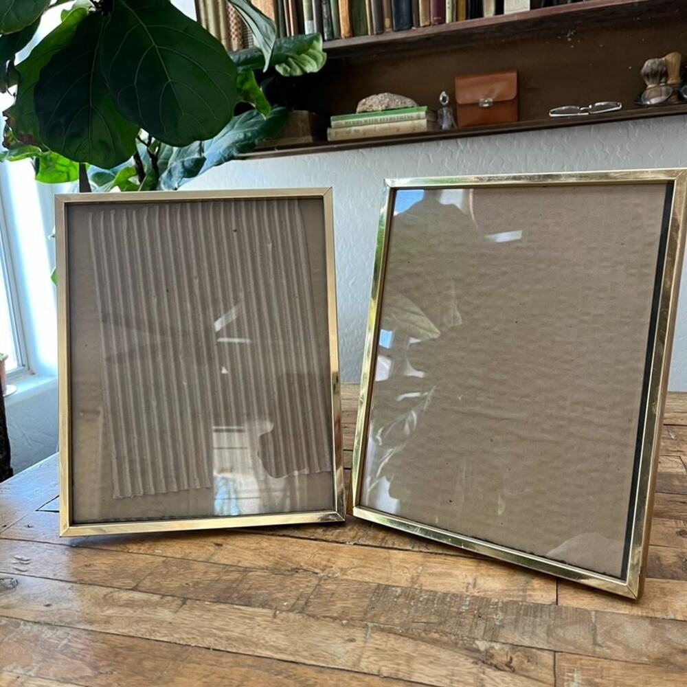Vintage Picture Frame Set (2) Gold-Toned Frames 8.5" x 10.5" Free Standing